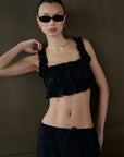 Ruffle Button Crop Top
